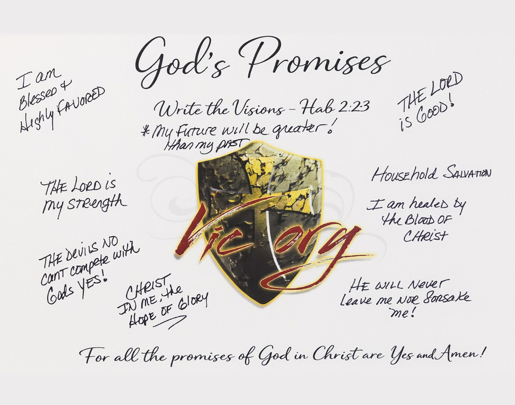 Sample Victory Canvas with handwritten promises